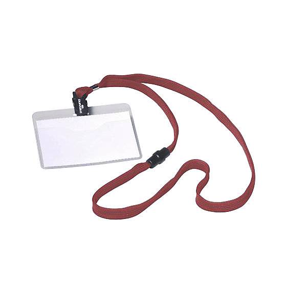 Namensschild mit Textilband mit Klemme HxB 60 x 90 mm rot VE 40 Stk. Durable | Hunke & Jochheim GmbH & CO. KG-0
