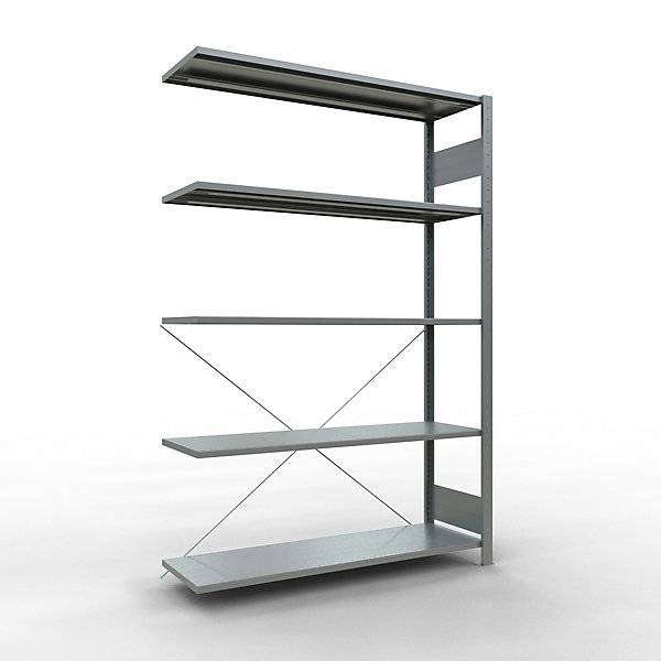 Steckregal einreihig Fachboden-BxT 1300 x 400 mm verzinkt Höhe 2000 mm Anbauregal. TAKKT Industrial &-0