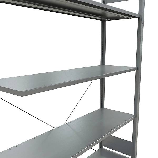 Steckregal einreihig Fachboden-BxT 1300 x 400 mm verzinkt Höhe 2000 mm Anbauregal. TAKKT Industrial &-1
