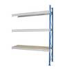 Schwerlast-Großfachregal mit Spanplattenauflagen Rahmenfarbe blau HxBxT 2496 x 2780 x 800 mm Anbauregal. MAN