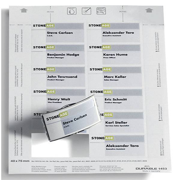 BADGEMAKER Einsteckschilderbögen für HxB 40 x 75 mm VE 1200 Stk weiß. Durable | Hunke & Jochheim GmbH & CO. KG-0