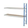 Schwerlast-Großfachregal mit Spanplattenauflagen Rahmenfarbe blau HxBxT 1996 x 2780 x 1000 mm Anbauregal. MAN