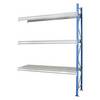 Schwerlast-Großfachregal mit Stahlauflagen Rahmenfarbe blau HxBxT 2496 x 2780 x 800 mm Anbauregal. MAN ORGA