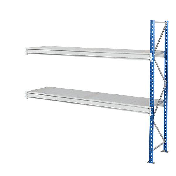 Schwerlast-Großfachregal mit Stahlauflagen Rahmenfarbe blau HxBxT 1996 x 2780 x 1000 mm Anbauregal. MAN ORGA-0