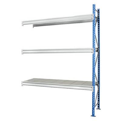 Schwerlast-Großfachregal mit Stahlauflagen Rahmenfarbe blau HxBxT 2496 x 2780 x 1000 mm Anbauregal. MAN ORGA-0