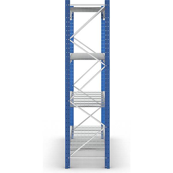 Schwerlast-Großfachregal mit Drahtgitterauflagen Rahmenfarbe Blau HxBxT 2996 x 2860 x 800 mm Grundregal. MAN-2