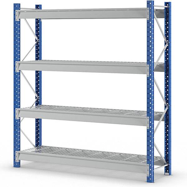 Schwerlast-Großfachregal mit Drahtgitterauflagen Rahmenfarbe Blau HxBxT 2996 x 2860 x 800 mm Grundregal. MAN-3