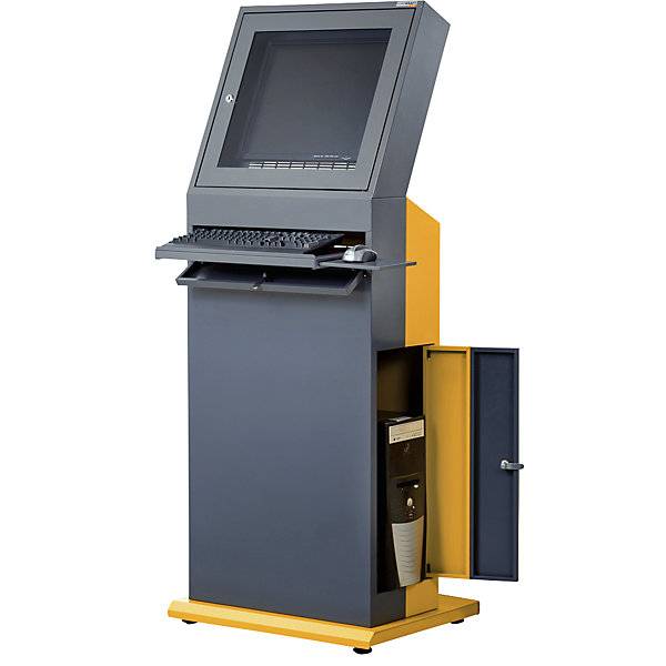 PC-Terminal HxBxT 1600 x 650 x 600 mm schiefergrau / melonengelb. TAKKT Industrial & Packaging GmbH 94626649-0