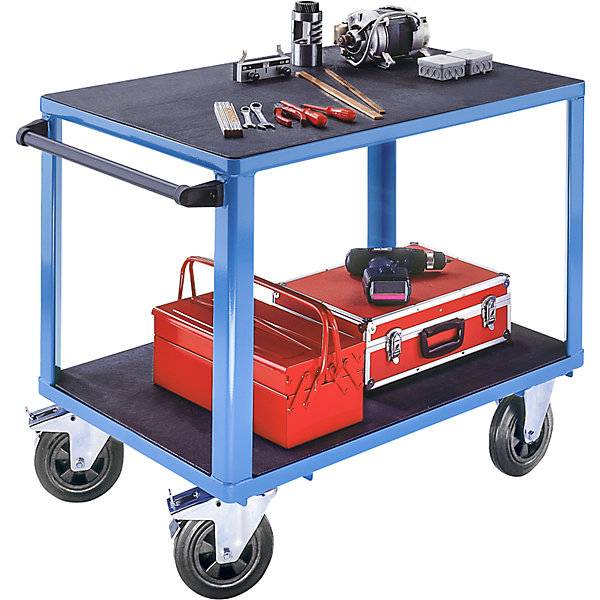 Montagewagen Tragfähigkeit 500 kg 2 Ladeflächen aus Kunststoff Ladefläche 1050 x 700 mm Gestell lichtblau.-1