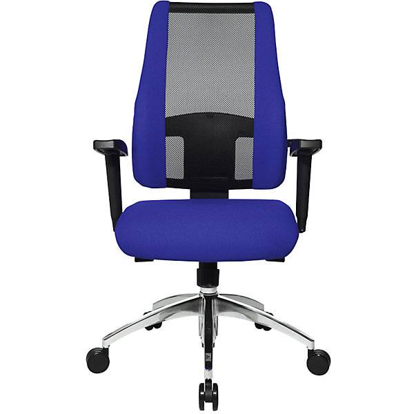Bürostuhl AIR SYNCRO Netzrückenlehne mit aufgepolsterten Seitenteilen schwarz / blau. Topstar GmbH 97005349-1