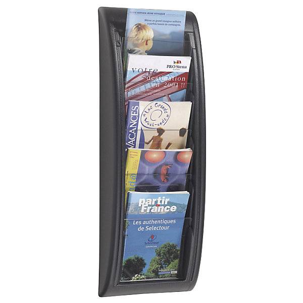 Wandprospekthalter 5 Fächer für Format DIN A5 schwarz VE 2 Stk. PAPERFLOW S.A.S | | LE HUB BATEMENT 5 1ER