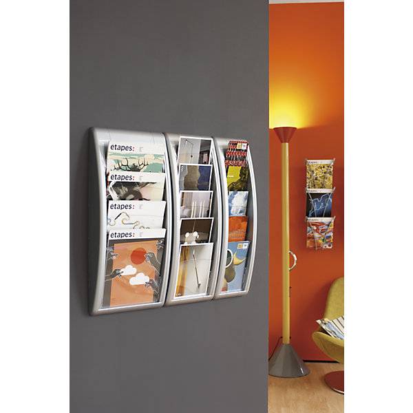 Wandprospekthalter 5 Fächer für Format DIN A5 schwarz VE 2 Stk. PAPERFLOW S.A.S | | LE HUB BATEMENT 5 1ER-4