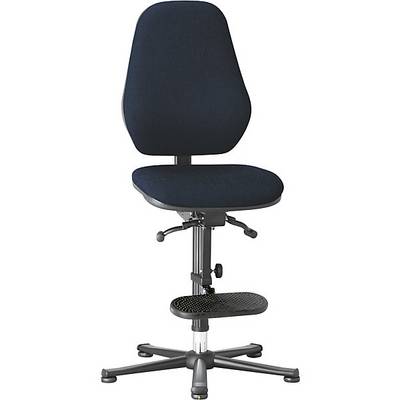 ESD-Arbeitsdrehstuhl ableitfähig mit Permanentkontakt Gleiter Aufstieghilfe Stoffbezug blau.-0