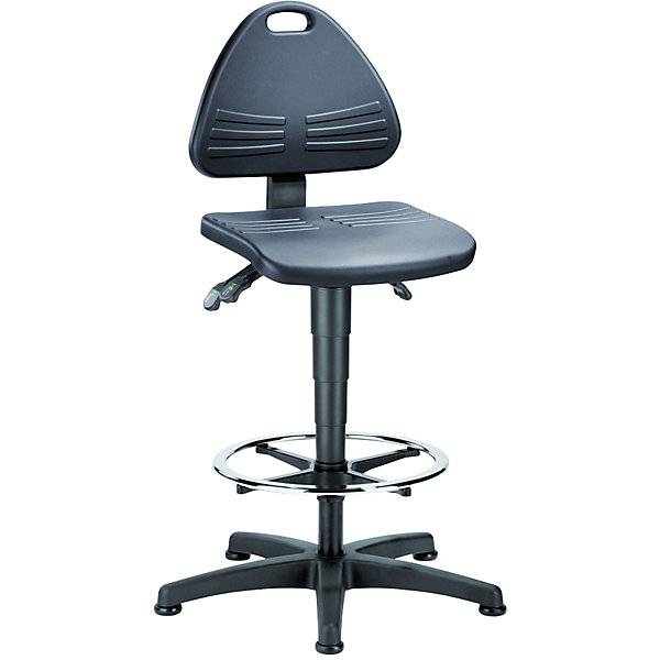 Arbeitsdrehstuhl gepolstert mit PU-Schaum mit Bodengleitern und Fußring Gasfeder-Höhenverstellung 580 - 850 mm.-0