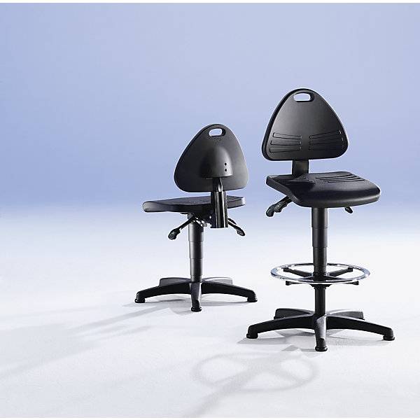 Arbeitsdrehstuhl gepolstert mit PU-Schaum mit Bodengleitern und Fußring Gasfeder-Höhenverstellung 580 - 850 mm.-1