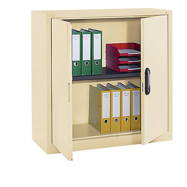 Stahlschrank mit Flügeltüren HxBxT 1000 x 1000 x 420 mm hellelfenbein. C+P Moebelsysteme | GmbH & CO. KG-0