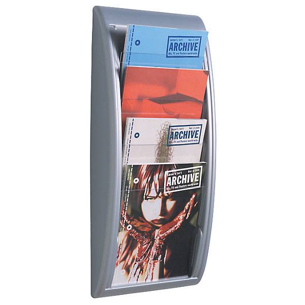 Wandprospekthalter 4 Fächer für Format DIN A4 alusilber VE 2 Stk. PAPERFLOW S.A.S | | LE HUB BATEMENT 5 1ER-0