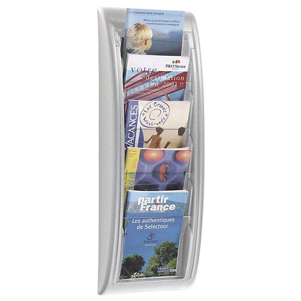 Wandprospekthalter 5 Fächer für Format DIN A5 alusilber VE 2 Stk. PAPERFLOW S.A.S | | LE HUB BATEMENT 5 1ER