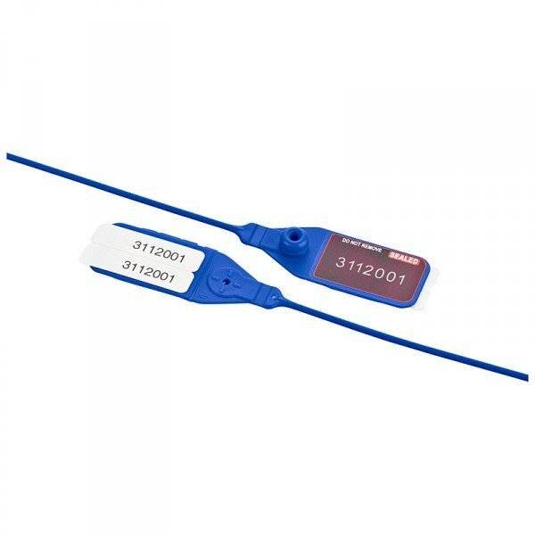 Durchziehplombe Universal Twin blau 200 mm mit Barcode
