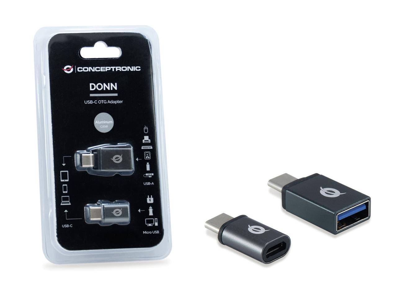 CONCEPTRONIC DONN04G USB-C zu -USB-A-Adapter, schwarz 4k30H-1