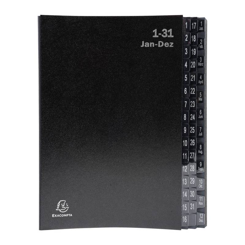 EXACOMPTA Pultordner, DIN A4, 1-12/1-31/, 44 Fächer, schwarz-0