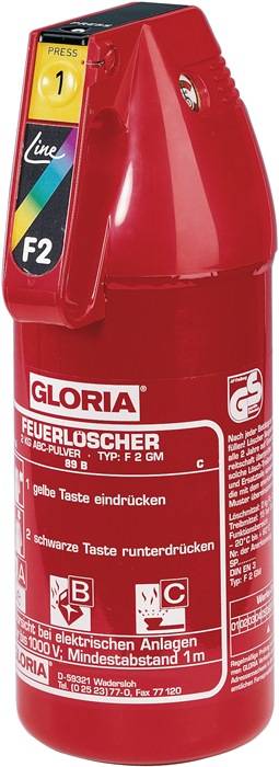 KFZ-Pulverfeuerlöscher 2kg m.Dauerdruck Brandkl.13 A 89 B C m.Manom.+Halt.GLORIA-0