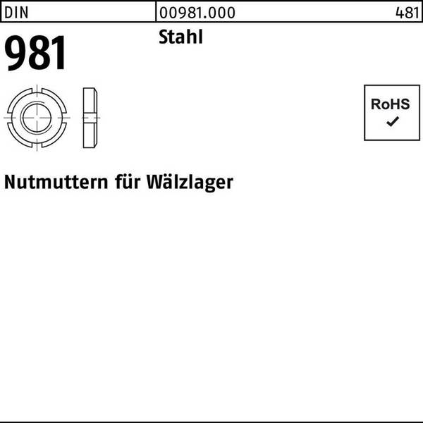 Nutmutter DIN 981 KM 7 M 35x1,5 Stahl 10 Stück
