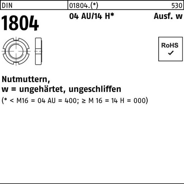 Nutmutter DIN 1804 M 35 x 1,5 Automatenstahl/14 H 10 Stück