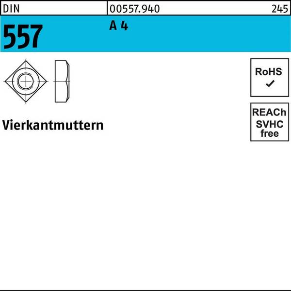 Vierkantmutter DIN 557 M5 A 4 100 Stück