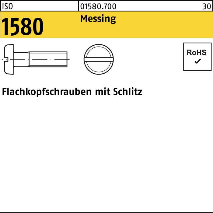 Flachkopfschraube ISO 1580 Schlitz M4x 10 Messing 200 Stück-0