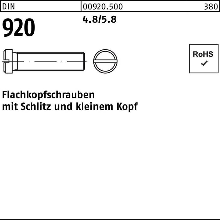 Flachkopfschraube DIN 920 Schlitz M3x 5 4.8/5.8 100 Stück-0
