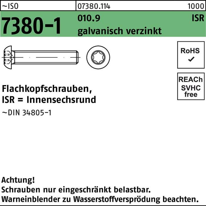Flachkopfschraube ISO 7380-1 ISR M6x25-T30 010.9 galv.verz. 500St.-0