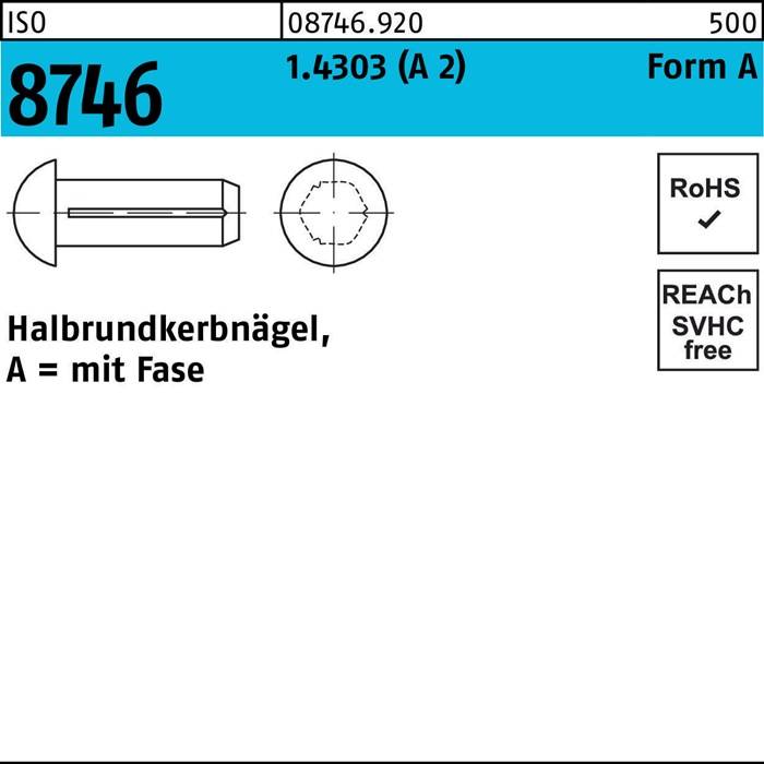 Halbrundkerbnagel ISO 8746 Fase 2x 6 1.4303 (A 2) 100 Stück-0