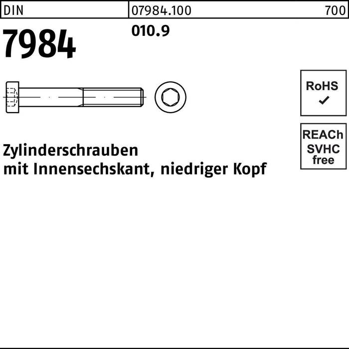 Zylinderschraube DIN 7984 Innen-6kt M6x 20 010.9 500 Stück-0