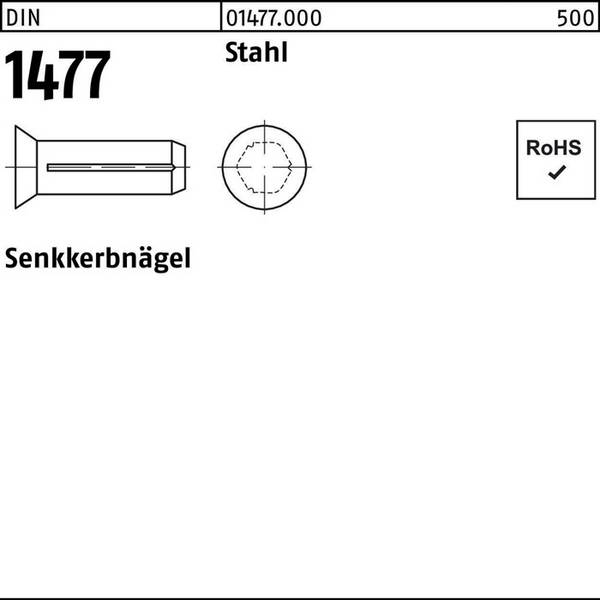 Senkkerbnagel DIN 1477 5x 15 Stahl 250 Stück