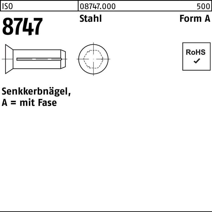 Senkkerbnagel ISO 8747 Fase 2x 6 Stahl 500 Stück-0