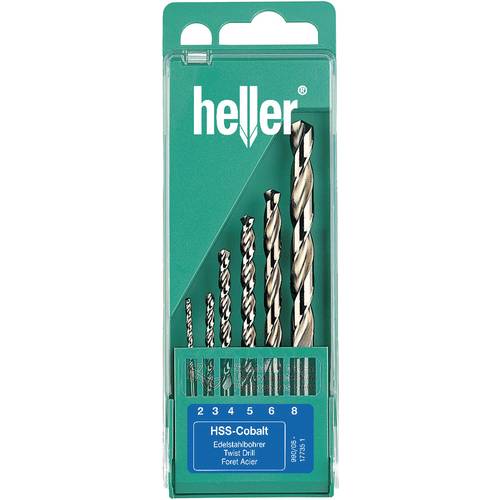 Thumbnail - Heller 17735 D HSS Metall-Spiralbohrer-Set 6teilig 2 mm, 3 mm, 4 mm, 5 mm, 6 mm, 8 mm Cobalt DIN 338 Zylinderschaft 1 Se...