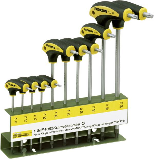 Proxxon Industrial BO L-hantag Werkstatt Schraubendreher-Set 10teilig Innen-Sechsrund (TX), Sechsrund BO