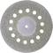Rundschleifscheibe mit mehreren runden Löchern gleichmäßig verteilt. Oberflächentextur grobkörnig für Schleifarbeiten.