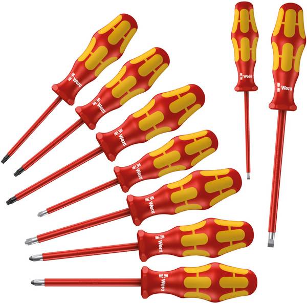 Wera 160i/162i/167i/9 VDE Schraubendreher-Set 9teilig Schlitz, Kreuzschlitz Phillips, Kreuzschlitz Pozidriv, Innen-TORX