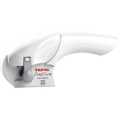 Weißer Dosenöffner von Tefal mit der Aufschrift 'Prep'line Can opener'.