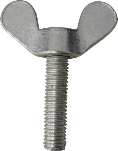 Eine silberne Flügelmutter aus Metall, die häufig in Handwerks- und Bauprojekten verwendet wird, um Verbindungen festzuziehen oder zu lösen.