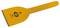 Ein gelber Meißel mit rotem Griff und abgerundeter Klinge, 75 mm breit, der für Bau- oder Renovierungsarbeiten verwendet wird.