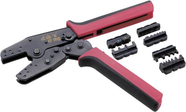 Cimco click 'n' crimp 106000 Presszangen-Set 4teilig Isolierte Kabelschuhe, Unisolierte Kabelschuhe, Aderendhülsen 0.5 bis 10 mm²
