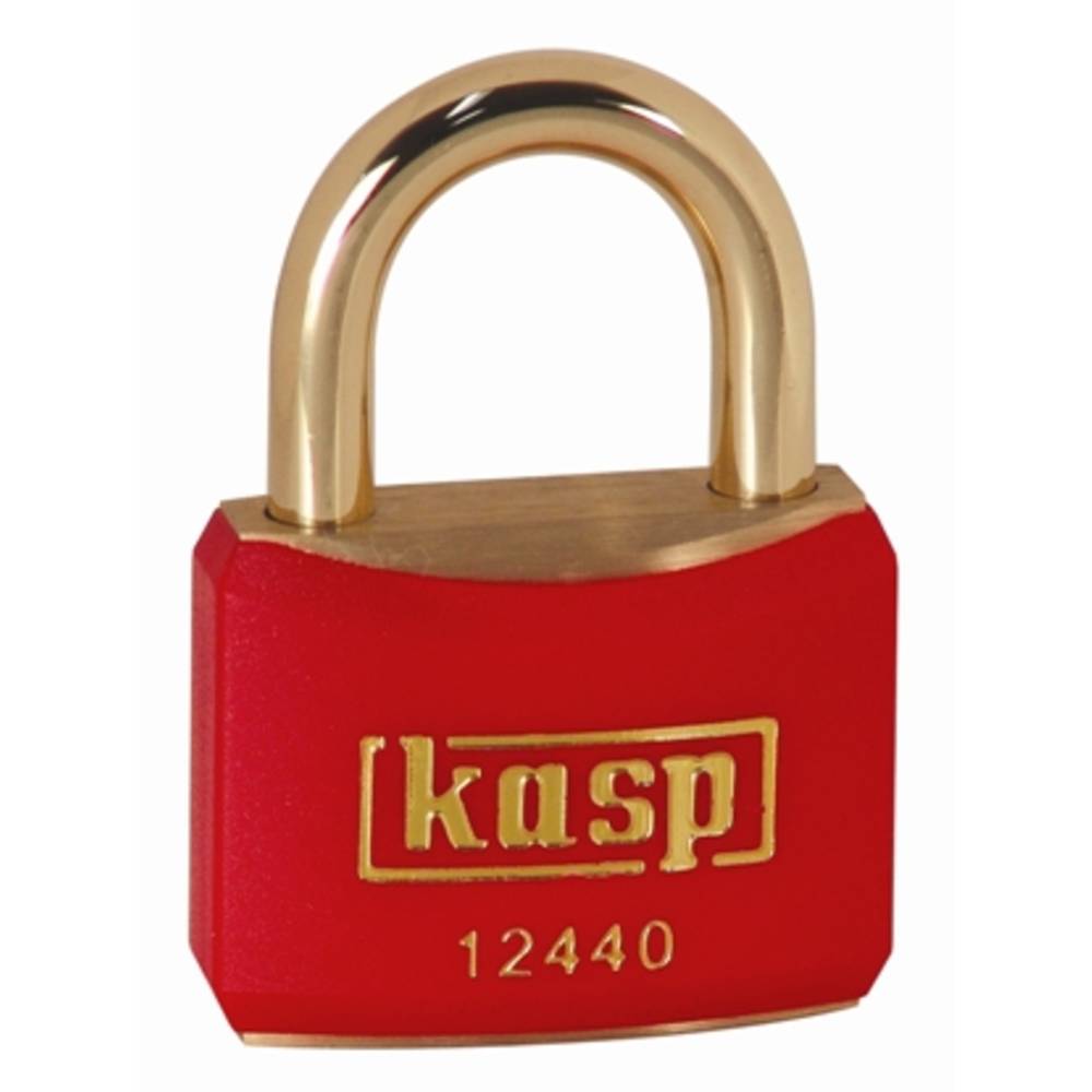Kasp K12440REDD Hangslot, messing, rood ommanteld, 40 mm, Verschillend sluitend