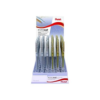 Pentel Gel-Tintenroller K118, gold und silber, Display-0
