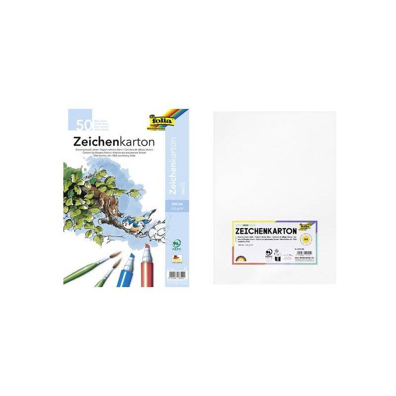 folia Zeichenkarton, DIN A4, 120 g/qm, weiß-0