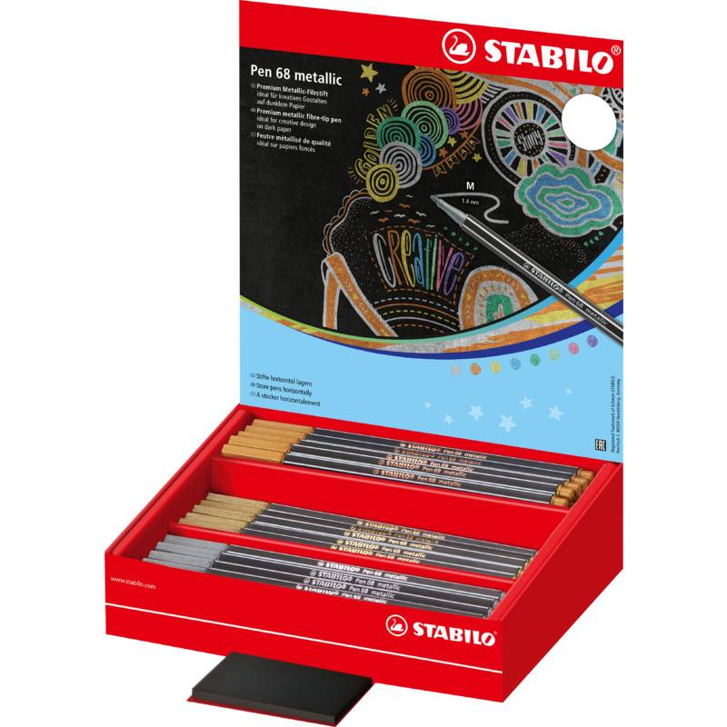 STABILO Fasermaler Pen 68 metallic, 60er Display - 3 Farben (55500243)-0