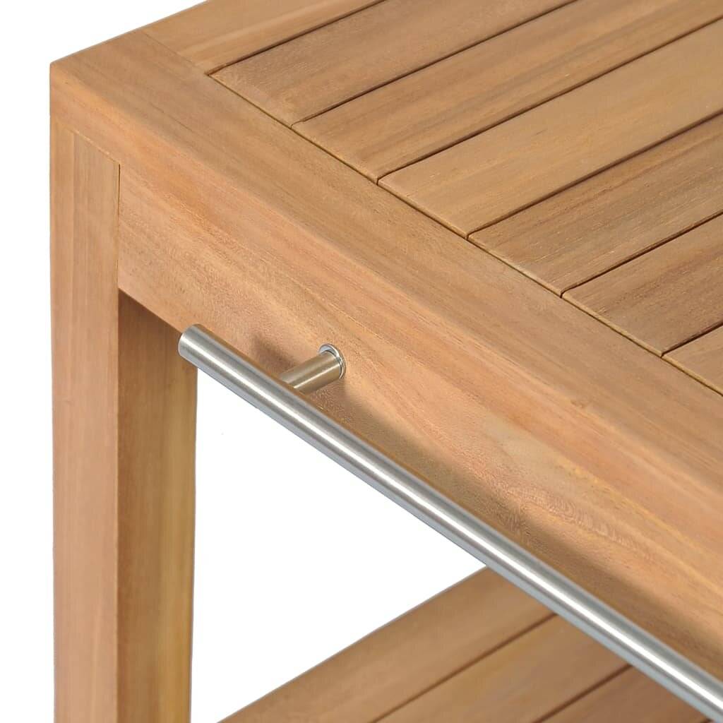 Waschtischunterschrank Teak Massiv mit Flussstein Waschbecken-6