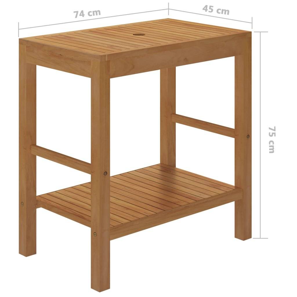 Symbolbild für Waschtischunterschrank Teak Massiv mit Flussstein Waschbecken